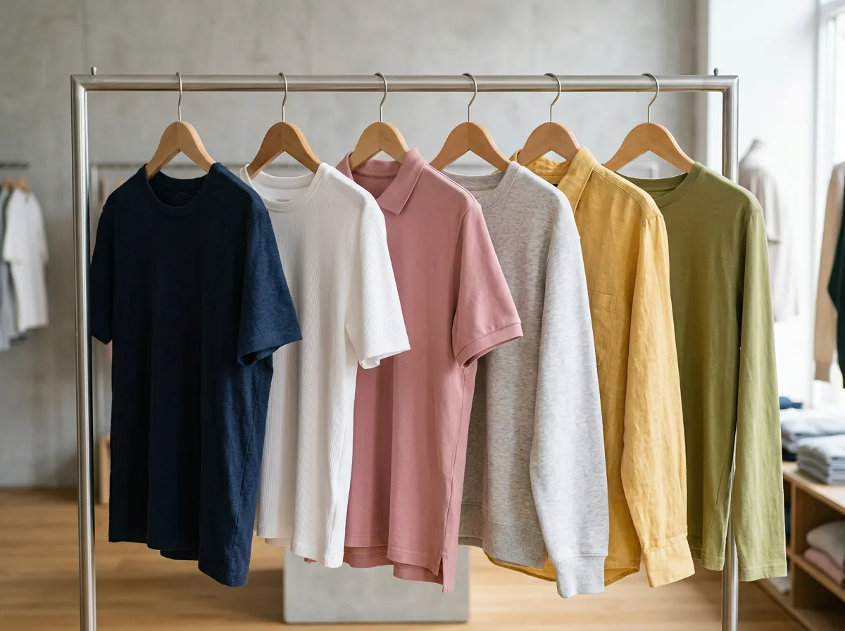 Ropa básica doblada en estante